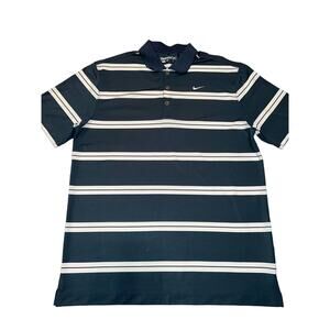 Nike dri fit blue and white striped golf polo Mens size large